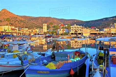 Elounda Harbour, Elounda, Crete, Greek Islands, Greece, Europe - Stock ...