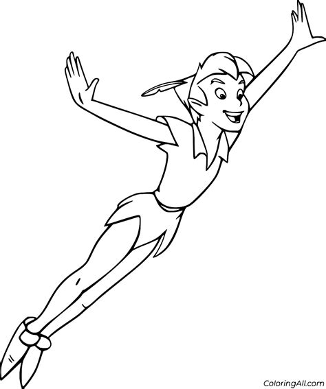 Flying Peter Pan Coloring Page - ColoringAll