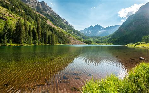 Fonds d'écran Arbres, lac, eau claire, montagnes, colorado, USA ...