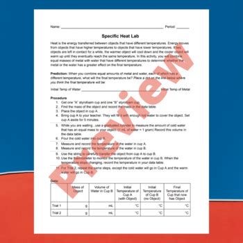 Specific Heat Lab **CONCEPTUAL** by Corines Classroom | TPT