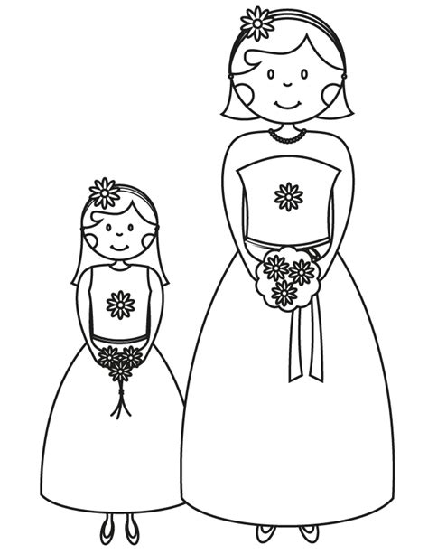 Flower Girl Coloring Book - Flower Coloring Page