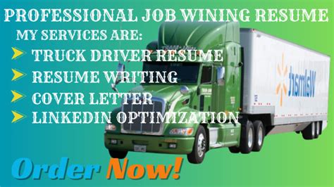 Deliver a professional truck driver resume, cover letter and linkedin by Clebojaywriter | Fiverr