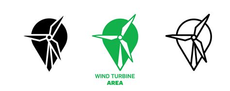 Wind turbine location icon design logo. Silhouette, colorful and linear ...