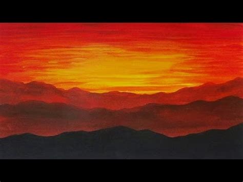 Mountain Nature Painting Easy Sunset - Mahilanya