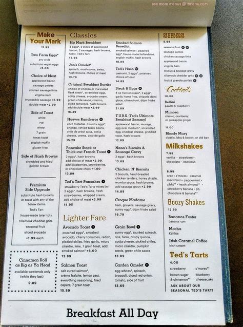 Online Menu of Teds Bulletin Restaurant, Arlington, Virginia, 22203 - Zmenu