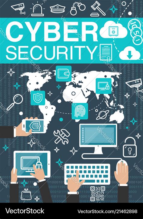 Cyber security internet poster Royalty Free Vector Image