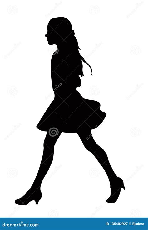 A Girl Walking, Black Color Silhouette Vector Stock Vector - Illustration of body, running ...