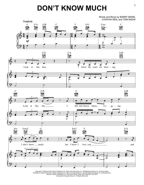 Linda Ronstadt and Aaron Neville "Don't Know Much" Sheet Music Notes | Download Printable PDF ...