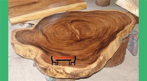 Coffee Table Suar Wood Round Live Edge SKWCT07 - suarwoodku