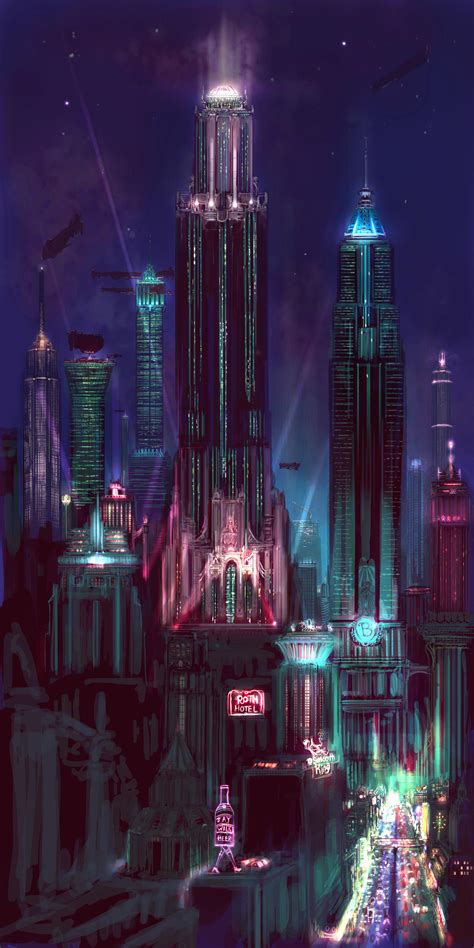 Retro-Futuristic city drawing by BoxofLizards on DeviantArt