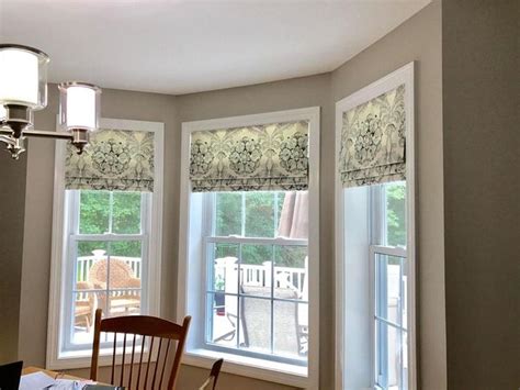 Faux Roman Shades | Bay window treatments, Inside mount window treatments, Valance window treatments