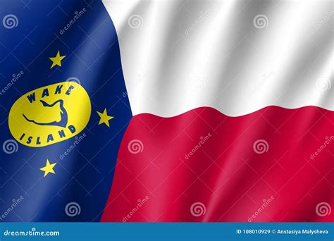 Waving flag of Wake Island stock vector. Illustration of drawing - 108010929