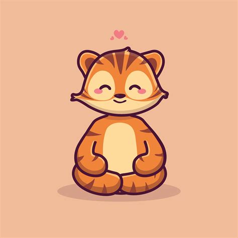 Cute tiger yoga cartoon icon illustration. Cute tiger meditation ...