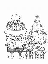 Spongebob Christmas Coloring Page sketch template