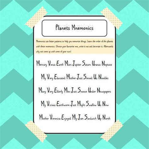 Planet Mnemonics; Use Them to Learn All of the Planets - Petal Resources