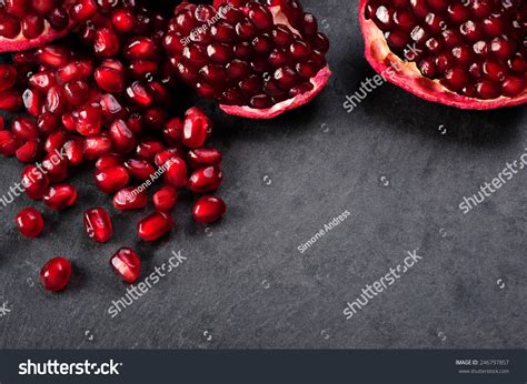 Pomegranate Seeds Over Black Background Stock Photo 246797857 ...