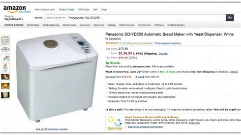 Panasonic SD YD250 Automatic Bread Maker - YouTube