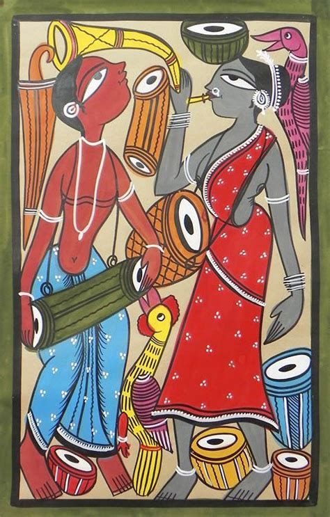 Santhal Couple - Kalighat Painting on Paper | Indian art paintings, Indian folk art, Tribal art ...