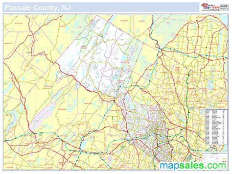 Passaic, NJ County Wall Map by MarketMAPS - MapSales