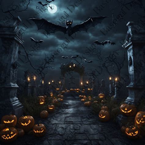 Halloween Backdrop Cemetery: halloween DIGITAL - Etsy