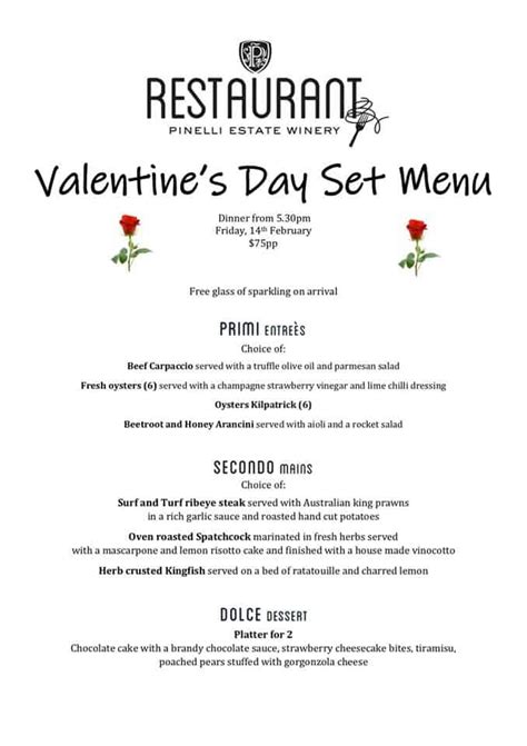 VALENTINES DAY MENU 2020 - Pinelli Estate