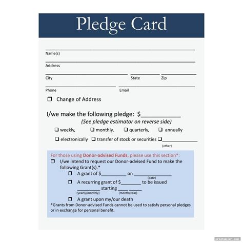 Pledge Card Template