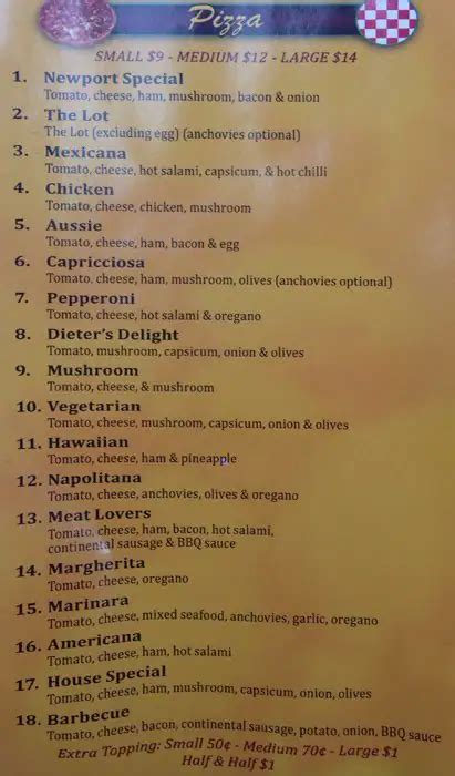 Newport Pizza Menu, Menu for Newport Pizza, Newport, Melbourne - Urbanspoon/Zomato