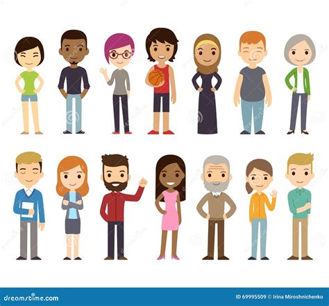 Cartoon diverse people stock vector. Illustration of african - 69995509