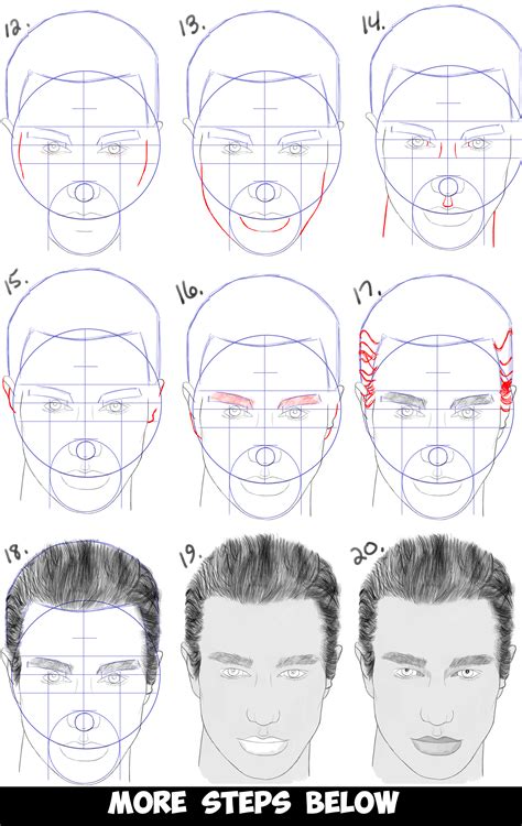 How to Draw a Man’s Face from the Front View (Male) Easy Step by Step Drawing Tutorial for ...