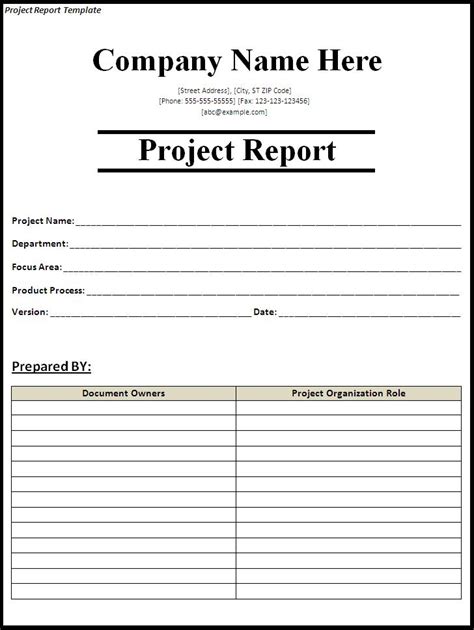 Project Report Template Word – printable schedule template