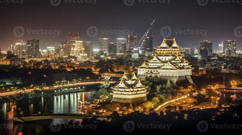 Night view of Osaka Castle. Generative AI 32976535 Stock Photo at Vecteezy