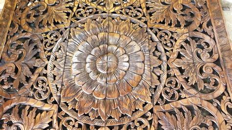 Large Mandala Wood Wall Art Thai Wood Craved Carving Teak Panel King ...