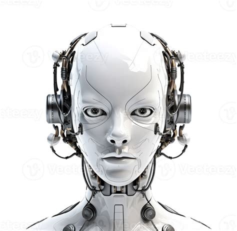 Robot head cyborg face on transparent background, created with 23982096 PNG