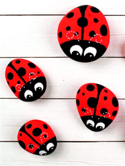 DIY Ladybug Rock Art For Kids Story - Simple Everyday Mom