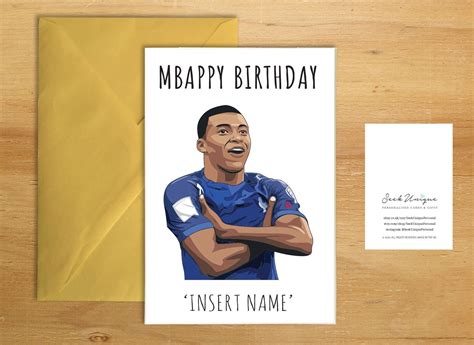 Kylian Mbappe Birthday Card PSG Paris France Messi World Cup Gift His Son Joke Funny Sport ...