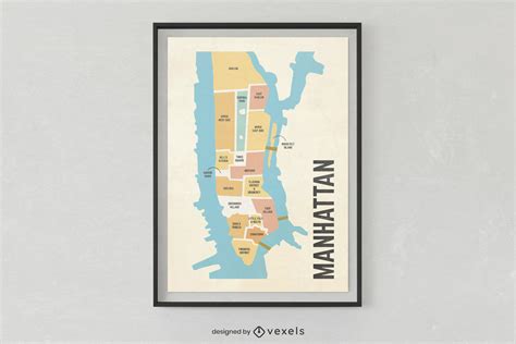 Manhattan City Map Poster Design PSD Editable Template