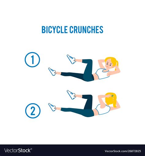 Bicycle crunches abs workout exercises Royalty Free Vector