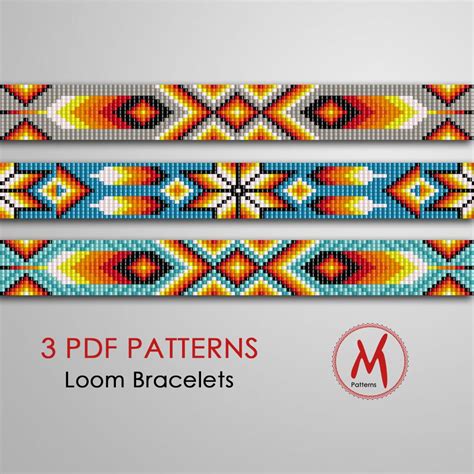 Feather Loom Bead Patterns for Bracelets Set of 3 Pattern, Native ...