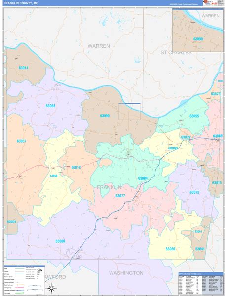 Franklin County, MO Wall Map Color Cast Style by MarketMAPS - MapSales