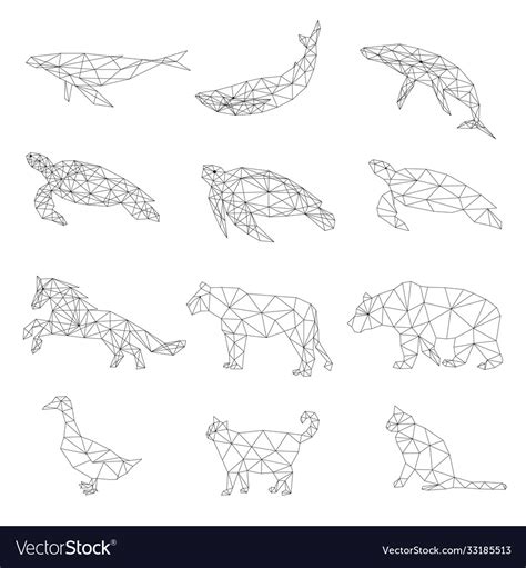 Set polygon geometric animal Royalty Free Vector Image