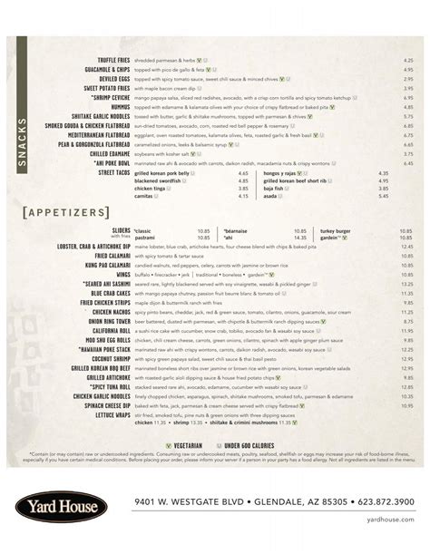 Food Menu - Yard House Restaurants