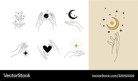 Set modern simple magic drawings with crystals Vector Image