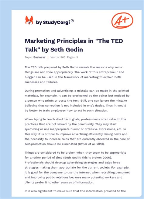 Marketing Principles in "The TED Talk" by Seth Godin | Free Essay Example