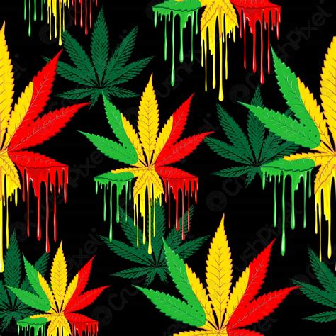 Marijuana Leaf Rasta Colors Dripping Paint Vector Seamless Pattern Design - stock vector 845684 ...