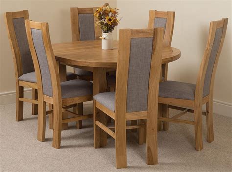 Edmonton Solid Oak Extending Oval Dining Table With 6 Stanford Solid Oak Dining Chairs [Light ...