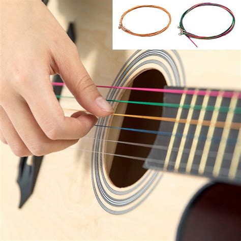 KAWES 6Pcs/Set Guitar Strings Rainbow Colorful Guitar Strings for Acoustic Folk Guitar Classic ...