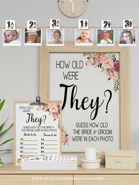 How old were They game guess their age bridal shower activity | Etsy