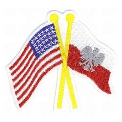 Polish Art Center - Polish and American Crossed Flag Iron On Patch