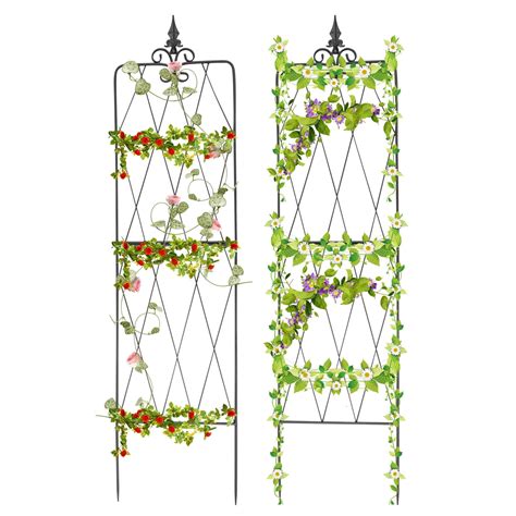 2 Pack 61" Tall Metal Garden Trellises Decorative Metal Fence for ...