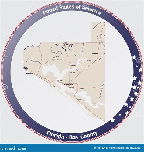 Map of Bay County in Florida Stock Vector - Illustration of colors ...